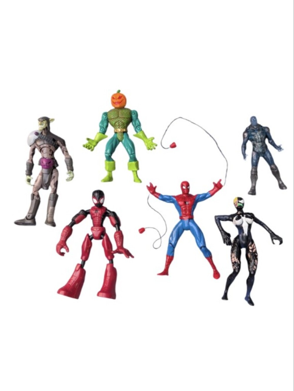 Assorted Spiderman Action Figures - Six Spiderman & Villains Figures